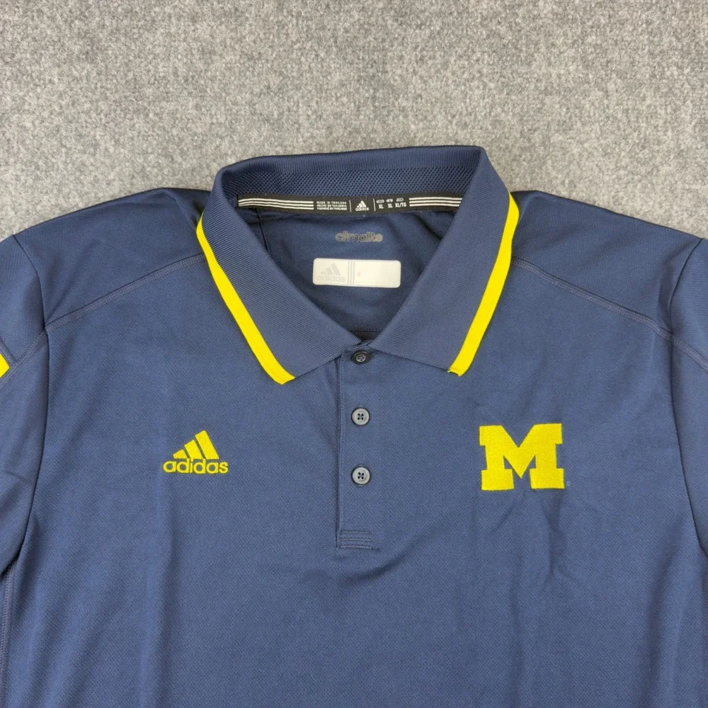 Adidas Michigan Wolverines Polo Shirt Mens XL Navy Blue Climalite A23044 1876
